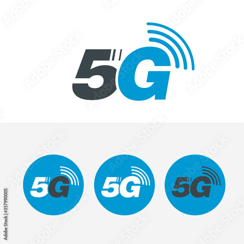 5G symbol new wireless internet wifi connection. Fifth innovative generation of the global high speed Internet network using modern digital devices.