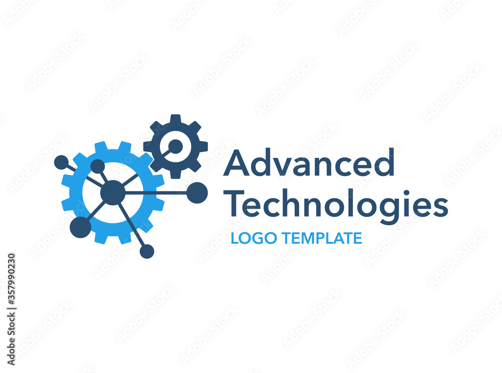 Advanced technologies Engineering Industry Production Manufacturing logo template in creative futuristic gearbox form - vector corporative element Advanced technologies Engineering Industry Production Manufacturing logo template in creative futuristic gearbox form - vector corporative element
