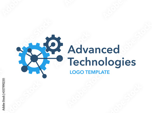 Advanced technologies Engineering Industry Production Manufacturing logo template in creative futuristic gearbox form - vector corporative element