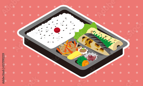 持ち帰り販売の鯖の塩焼き弁当