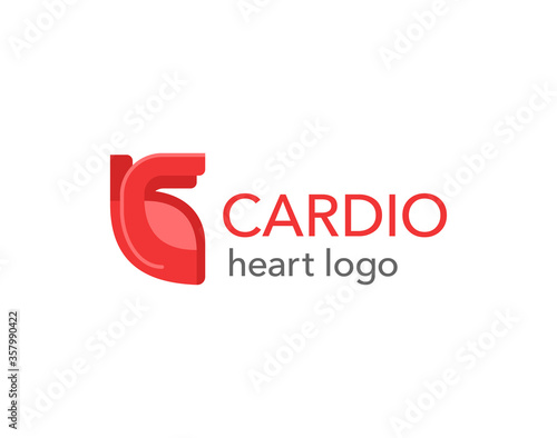 Cardiology medical logo - human heart in abstract style - emblem for hospital, surgery, anatomy, heart transplant - isolated vector corporate icon
