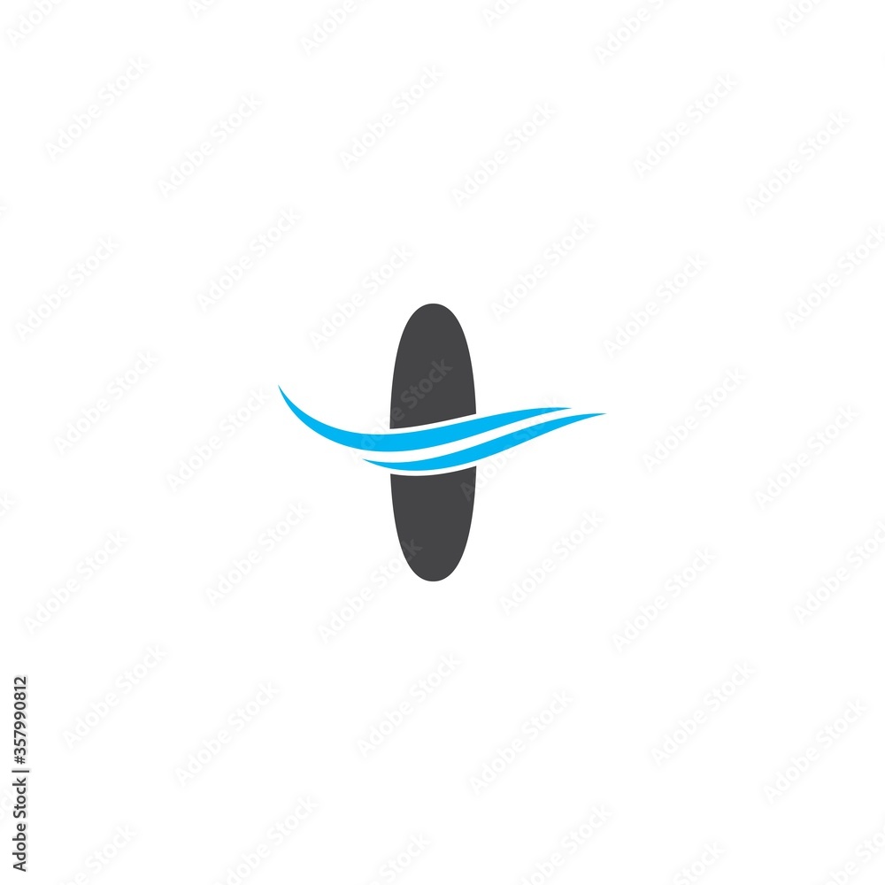 Fototapeta premium Surf board logo with waterwave vector icon