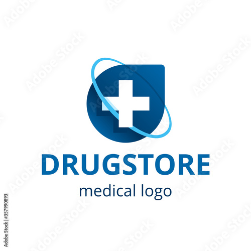 medical or drugstore logo template - for medical center, drug store, pharmacy, hospital with recognizable symbol of medicine - cross - vector icon symbol