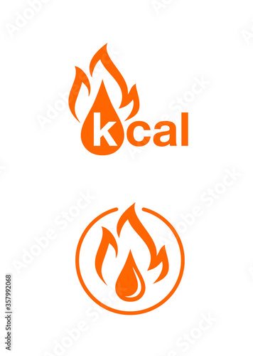 kcal sign - kilocalorie icon for food products cover designation - fat burning visual - isolated vector element