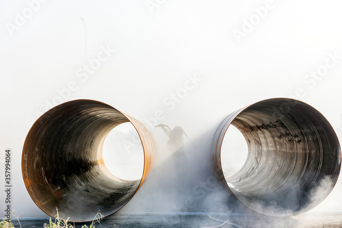 Bilde på lerret View of sandblasting before coating