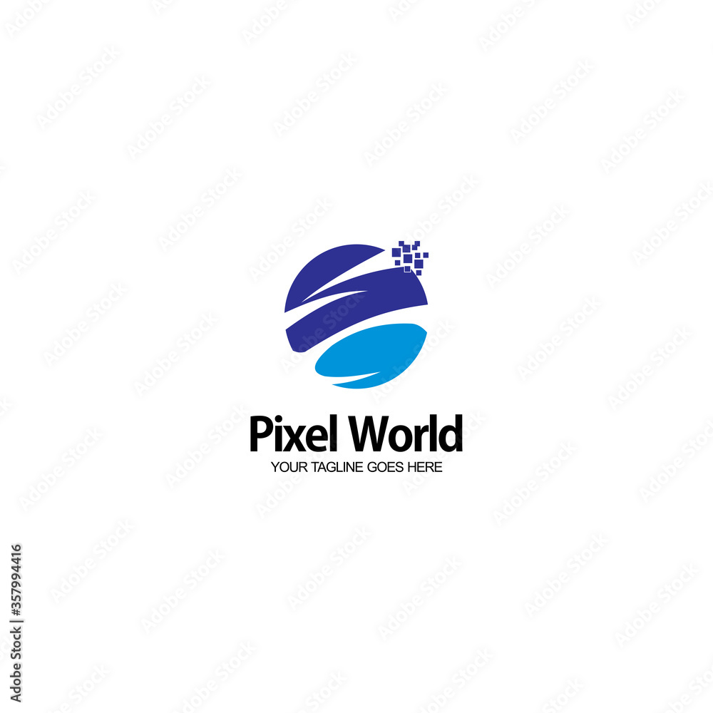 Pixel World Logo Design Concept
