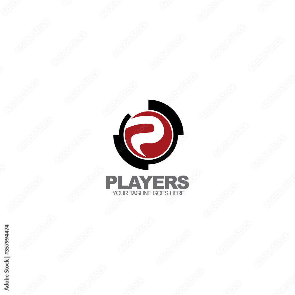 Letter P Initial Players company logo design Letter P Initial Players company logo design