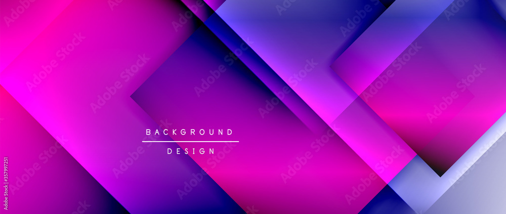 Square shapes composition, fluid gradient geometric abstract background. 3D shadow effects, modern design template Square shapes composition, fluid gradient geometric abstract background. 3D shadow effects, modern design template