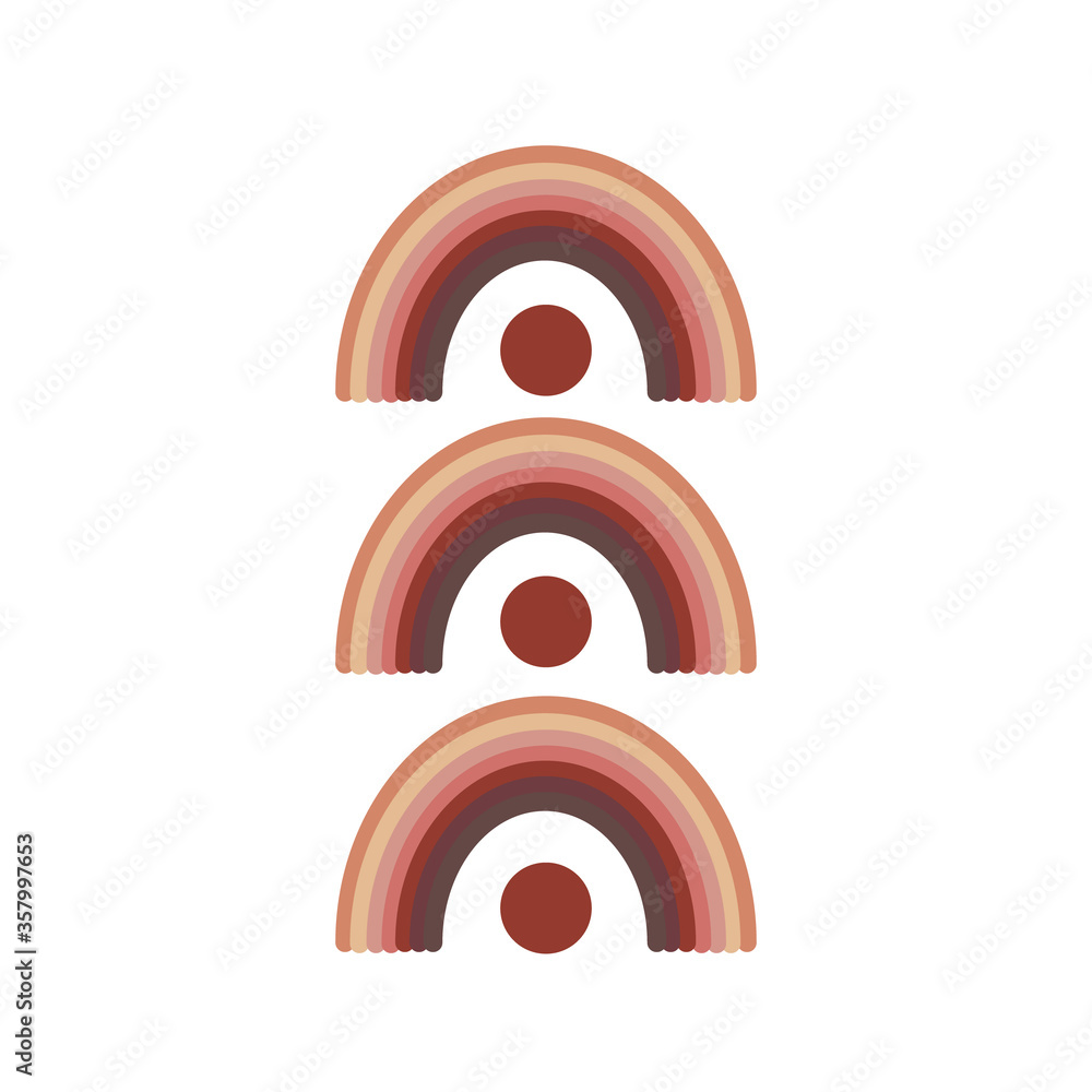 rainbow in vector flat style. trendy composition in the style of boho. Template for poster, interior design, card, sticker rainbow in vector flat style. trendy composition in the style of boho. Template for poster, interior design, card, sticker