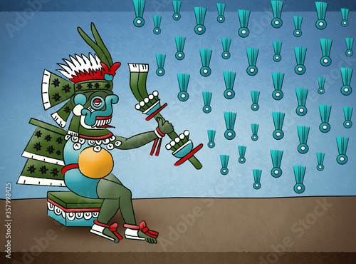 фотографія Tlaloc Mayan Aztec Deity of water and rain Illustration.