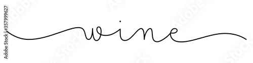 WINE black vector monoline calligraphy banner with swashes