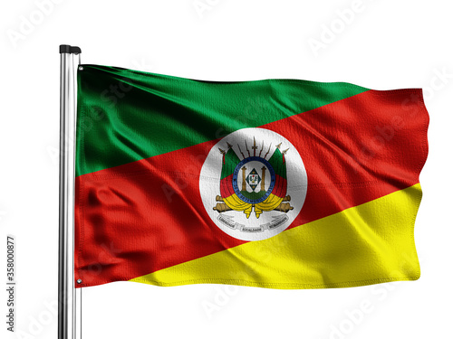 Rio Grande do Sul flag. One of the states of Brazil. White Background.