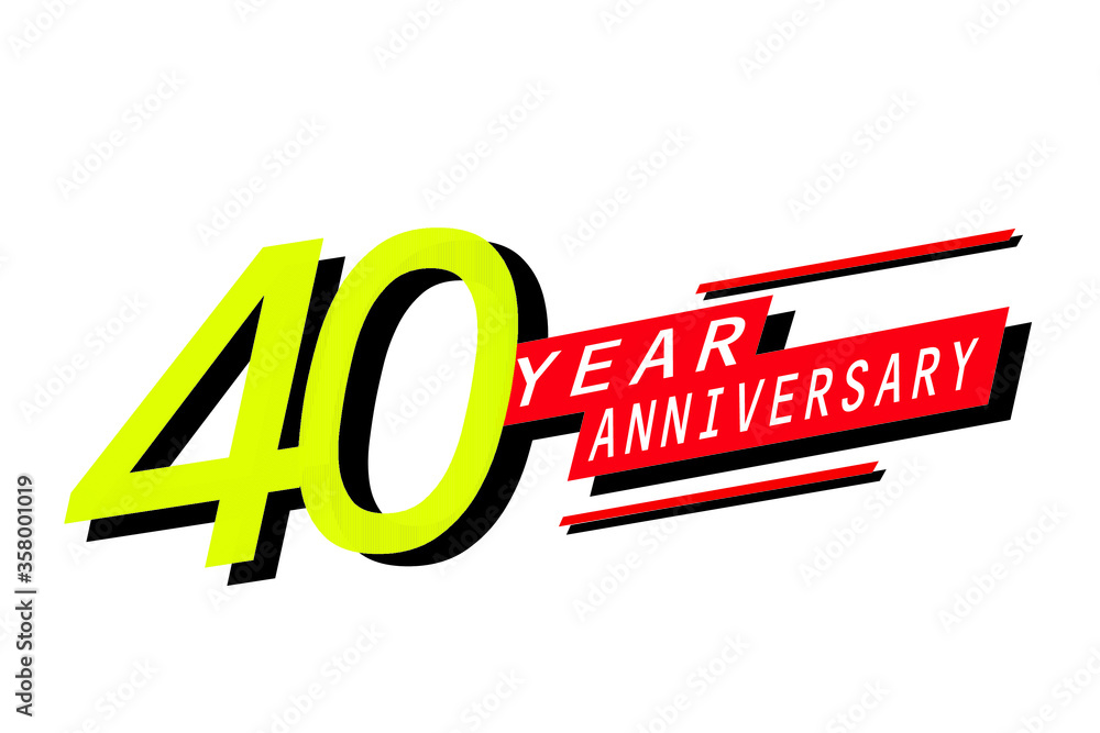 40 year anniversary, Speedy style Yellow color with blue block Ribbon on a white background - vector 40 year anniversary, Speedy style Yellow color with blue block Ribbon on a white background - vector