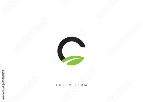 Initial C leaf logo design inspiration, Letter C leaf vector icon