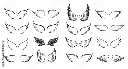 Angel wings vector hand drawn illustration