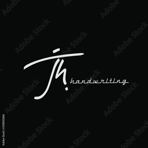 jh initial handwriting logo vector
