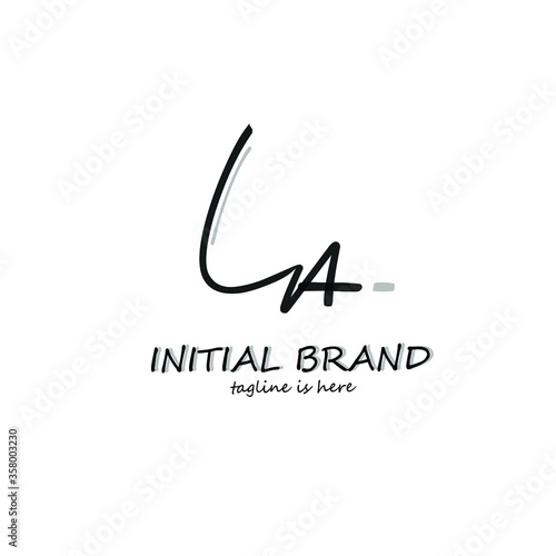 LA initial handwriting logo vector