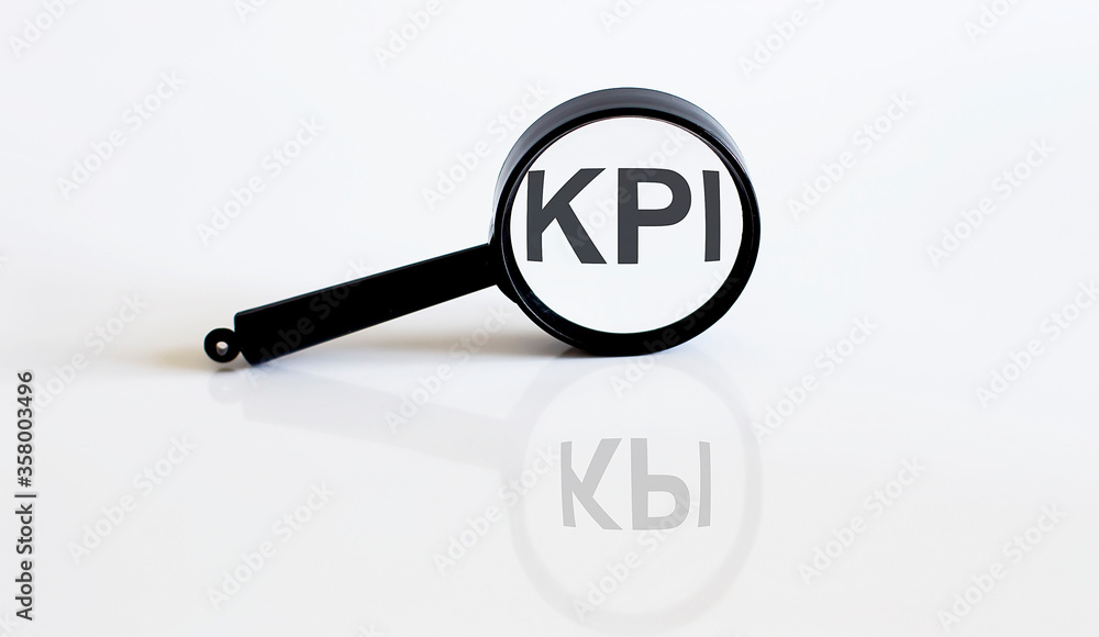 Magnifier with text KPI on the white background Magnifier with text KPI on the white background