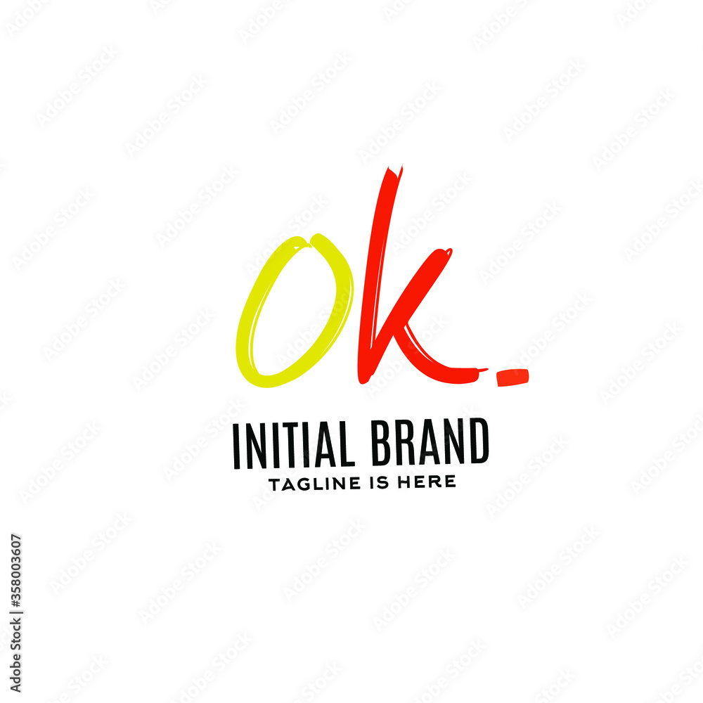 Ok initial handwriting logo vector Ok initial handwriting logo vector