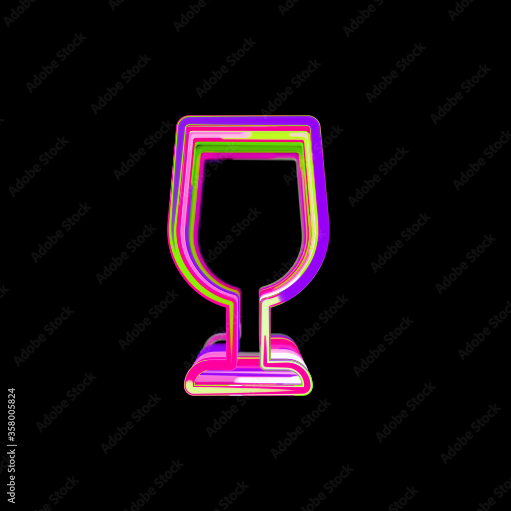 Symbol wine glass from multi-colored circles and stripes. UFO Green, Purple, Pink Symbol wine glass from multi-colored circles and stripes. UFO Green, Purple, Pink