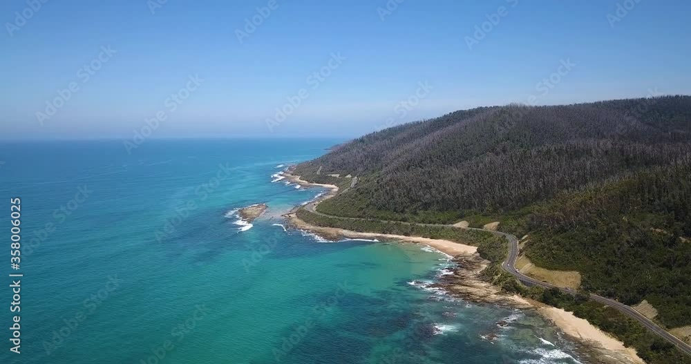 4k aerial view of the coast along the Great Ocean Road in Victoria, Australia. 4k aerial view of the coast along the Great Ocean Road in Victoria, Australia.