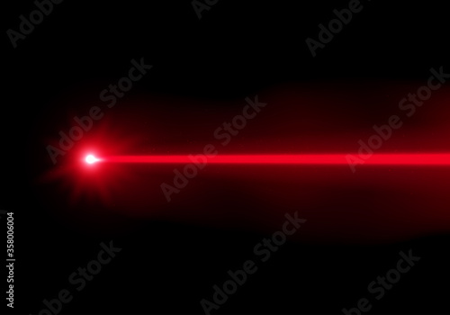 Red laser beam ray on transparent background. Realistic vector illustration