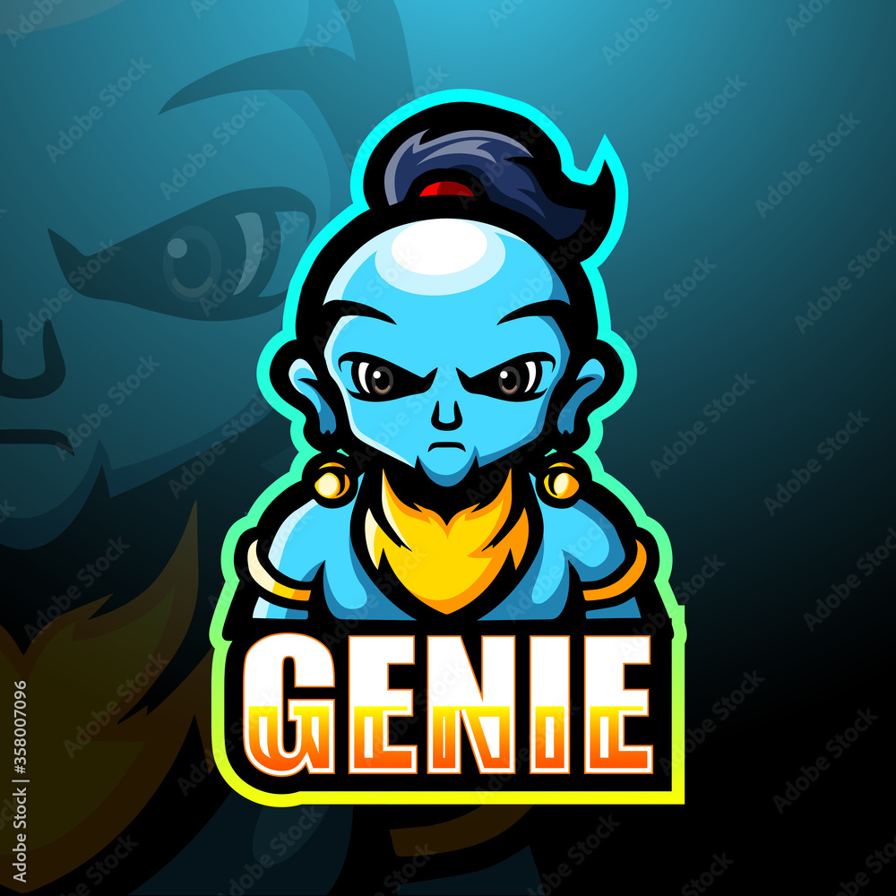 Genie mascot esport logo design Genie mascot esport logo design
