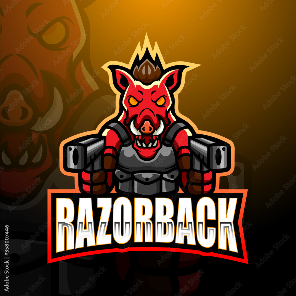 Razorback gunners mascot esport logo design Razorback gunners mascot esport logo design