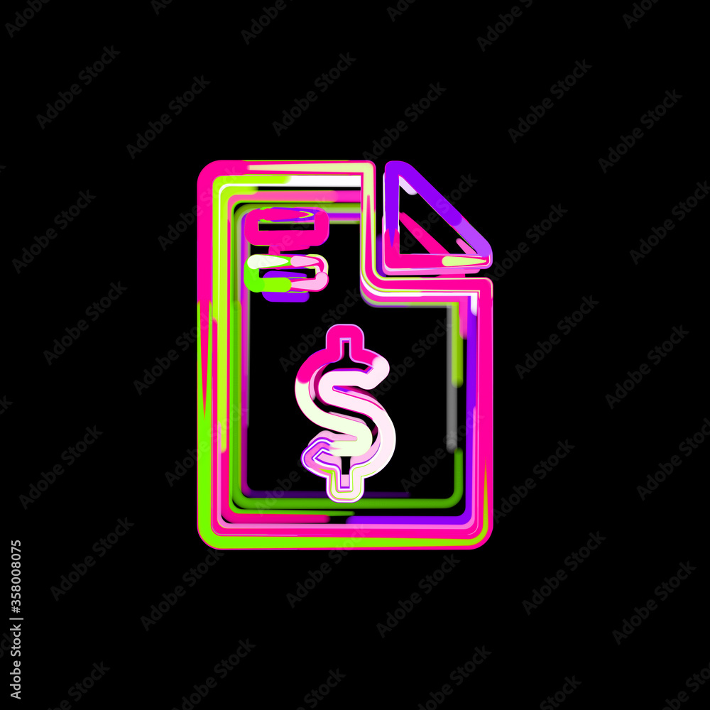 Symbol file invoice dollar from multi-colored circles and stripes. UFO Green, Purple, Pink Symbol file invoice dollar from multi-colored circles and stripes. UFO Green, Purple, Pink