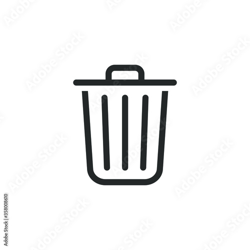 Trashcan icon. Carbage can symbol. Flat shape delete sign. Trash container and recycling bin logo. Vector illustration image. Isolated on white background.