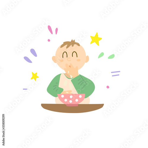 A baby eats his own hands. Game skills training. A child learns important skills