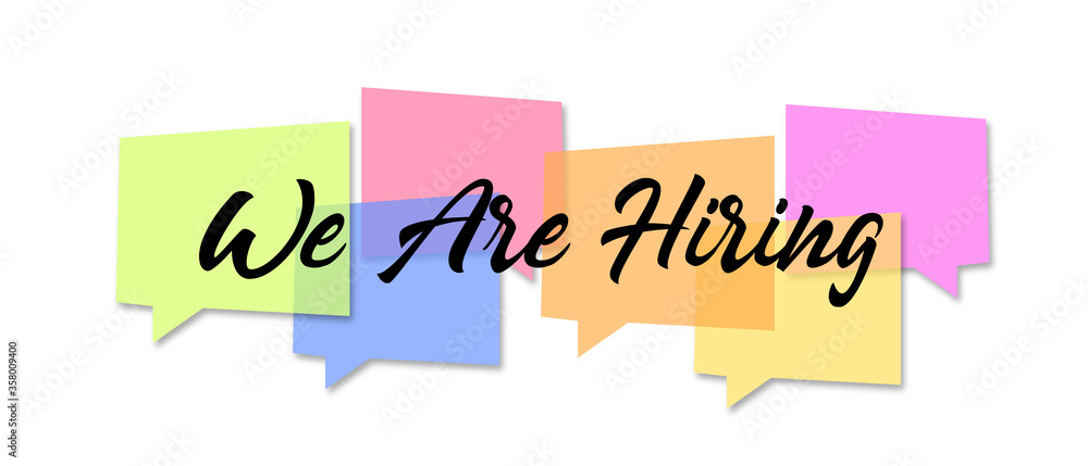 We're hiring concept with speech bubble. Banner for business, marketing and advertising. Vector illustration. We're hiring concept with speech bubble. Banner for business, marketing and advertising. Vector illustration.