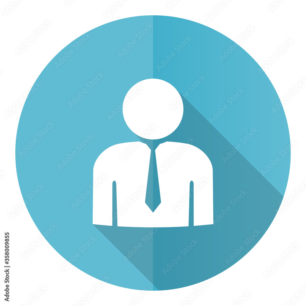 Man blue round flat design vector icon isolated on white background, businessman, male, person, human illustration in eps 10 Man blue round flat design vector icon isolated on white background, businessman, male, person, human illustration in eps 10