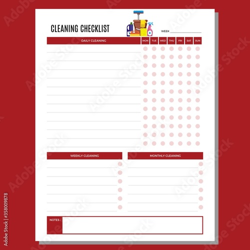 cleaning checklist planner page