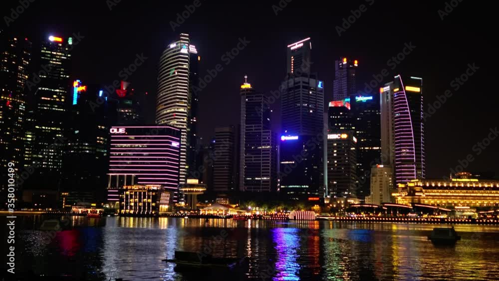 Singapore Down Town Night Time View Main Attractions Buildings Singapore Down Town Night Time View Main Attractions Buildings