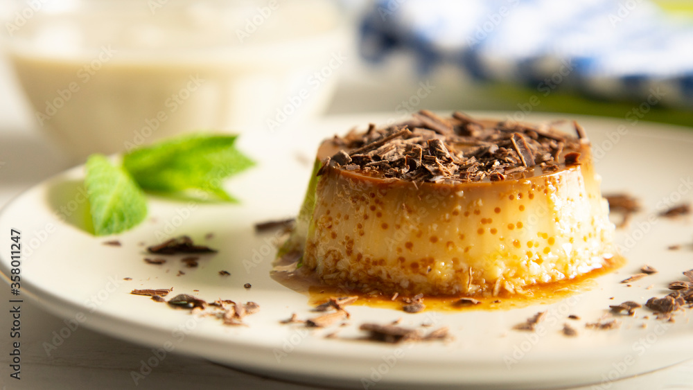 Egg pudding with chocolate and milk Egg pudding with chocolate and milk