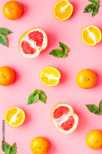 Grapefruit and orange citrus pattern top view