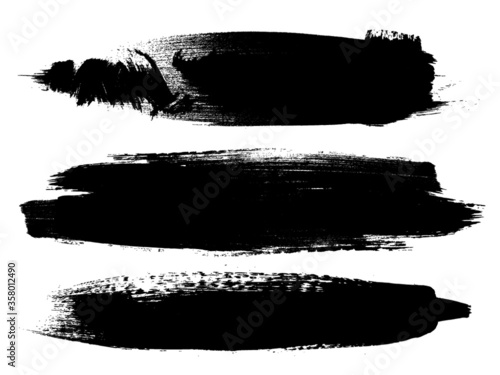 Grunge Paint Roller . Vector brush Stroke . Distressed banner . Black stripes isolated. paintbrush collection . Modern Textured shape . Dry border in Black . Bulge lines