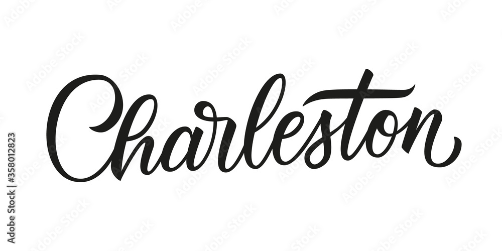 Fototapeta premium Charleston handwritten inscription. Charleston city name hand drawn lettering isolated on white background. Calligraphic element for your design. Vector illustration.