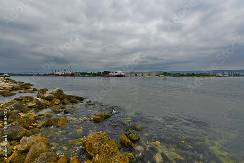 Bulgaria Varna 06/27/2018. The Asparuhov bridge is thrown over the Varna Devnya canal, connecting Lake Varna with the Black Sea. This is the longest such building in Bulgaria. photo