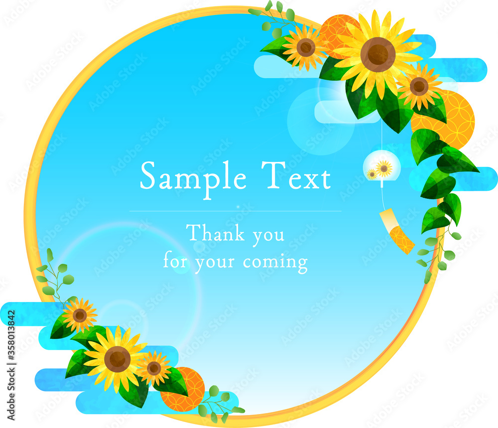 Japanese Sunflower Frame ひまわりと青空と風鈴の丸フレーム Vector De Stock Adobe Stock Japanese Sunflower Frame ひまわりと青空と風鈴の丸フレーム Vector De Stock Adobe Stock