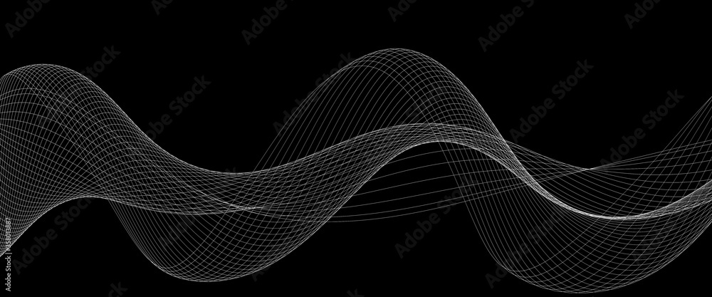 
Abstract wave element for design. Digital frequency track equalizer. Stylized line art background