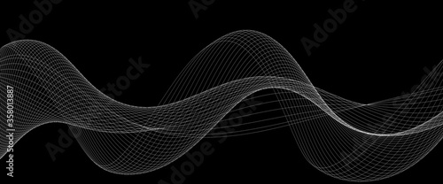  Abstract wave element for design. Digital frequency track equalizer. Stylized line art background