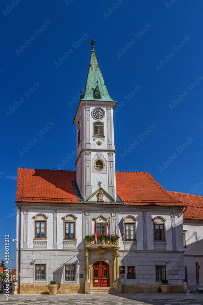 Famous city hall at King Tomislav Square in Varazdin by beautiful day, Croatia