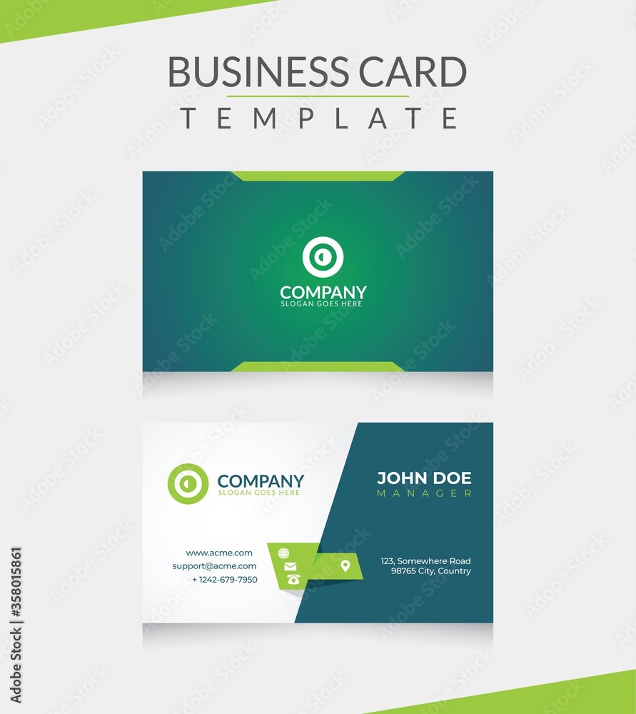 Elegant Simple Green Business Card Branding Company