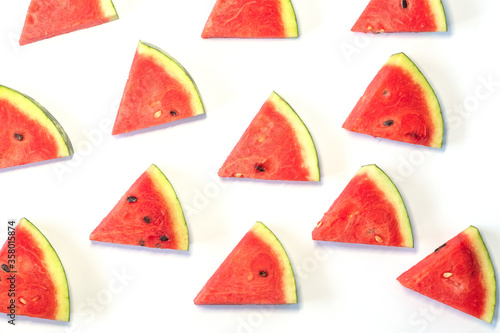 Watermelon chunks pattern on white background.