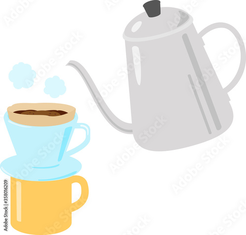 コーヒードリッパーをセットしたマグカップ