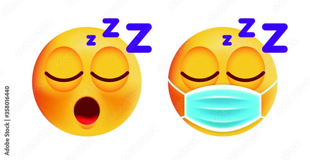 Cute Sleeping Emoticon with Face Mask on White Background. Isolated Vector Illustration Cute Sleeping Emoticon with Face Mask on White Background. Isolated Vector Illustration