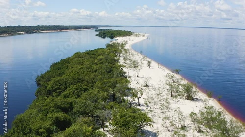 Aerial: Anavilhanas National Park, the biggest fluvial archipelago of the world, at Rio Negro, Amazonia Forest. Novo Airão - Amazonas, Brazil. photo