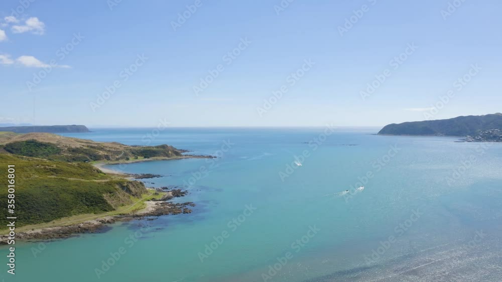 Drone shot of ocean with boats Drone shot of ocean with boats